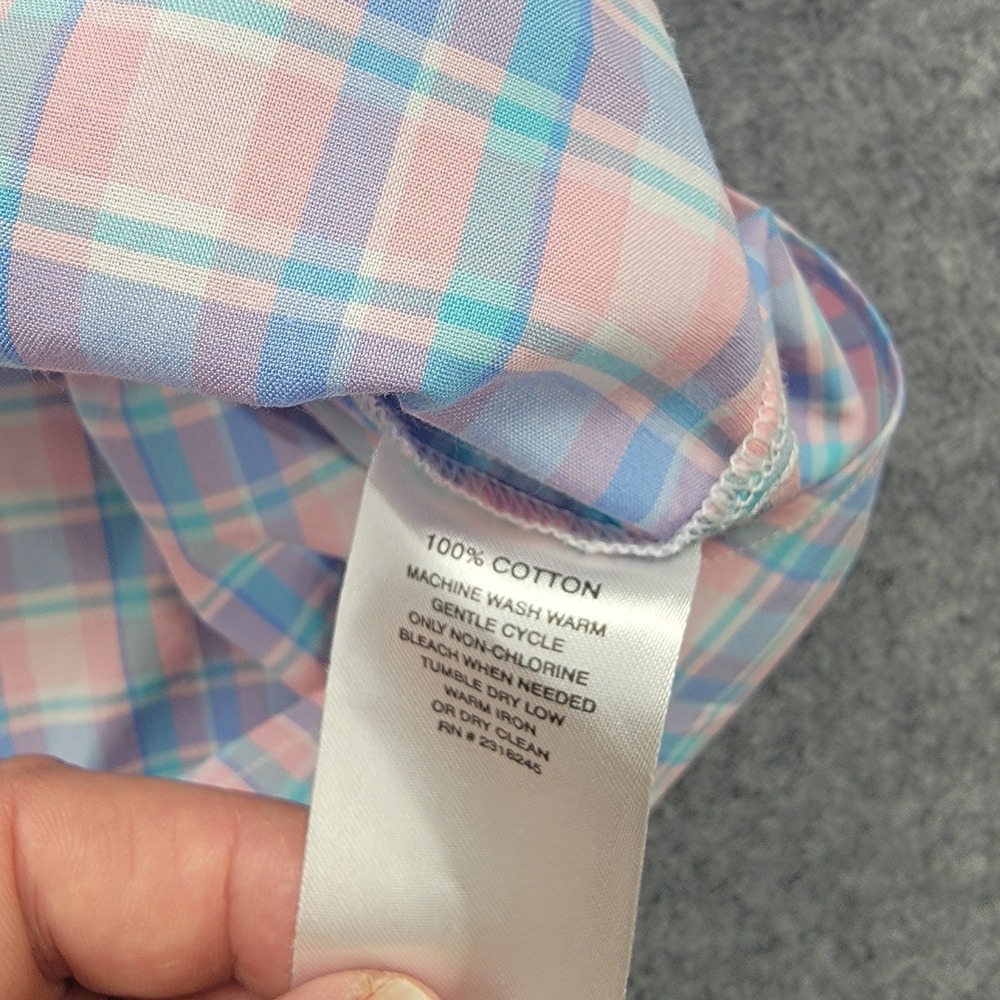 Vineyard Vines Murray Shirt Mens Large Pink Blue Check Button Down Long Sleeve - Picture 11 of 15